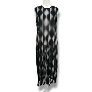 DKNY Sheer Mesh Layering Midi Dress M Black Abstract Avant Garde Goth Editorial